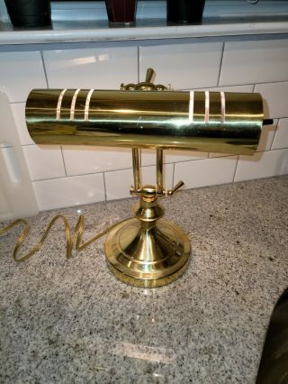 Vintage Underwriters Laboratories Portable Brass Piano or Bankers Desk Lamp EUC 2