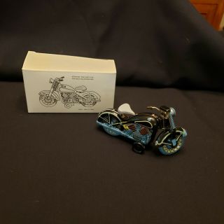 Vintage Schylling Motorcycle Black/blue Tin Litho Wind - Up Toy
