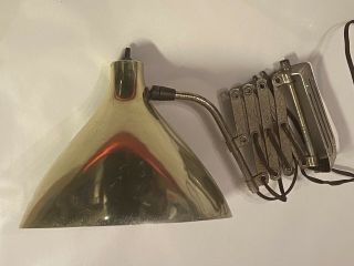 Vintage Mid Century Modern Accordion Scissor Wall Mount Lamp Light Gold Cone