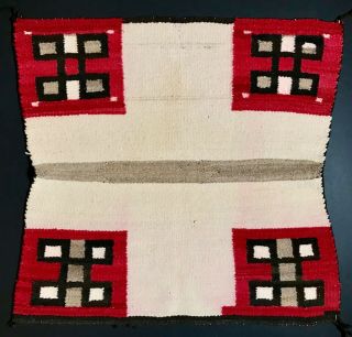 Unique Historic Navajo Saddle Blanket/ Rug,  Spider Woman Crosses & Cross,  C1900,  Nr