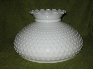 Large Vintage White Milk Glass Hobnail Lamp Light Shade Fits 12  Fitter