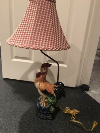 Charming Vintage Ceramic Rooster Lamp With Shade From Oriental Accent Chicken