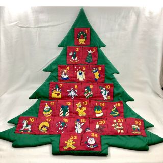 Vintage Avon Christmas Tree Countdown Advent Calendar W/ Small Santa Marker 1995
