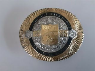 1988 Las Vegas Nfr National Finals Rodeo Belt Buckle Gist Silver & Gold Plated