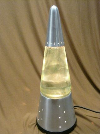 Vintage Glitter Wizard Star Light Lava Lamp Clear Liquid Silver Metal Read