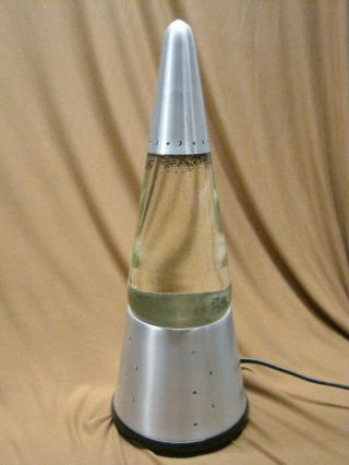 Vintage Glitter Wizard Star Light Lava Lamp Clear Liquid Silver Metal READ 2