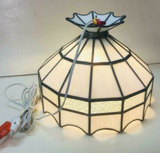 Vintage 16 " Tiffany Style Hanging Stain Glass Ceiling Light