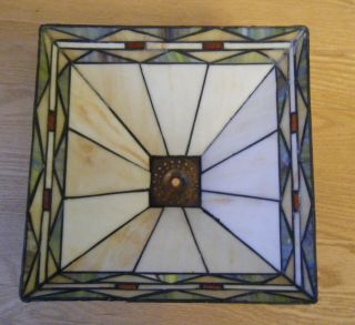 Tiffany - Style Mission Craftsman Arts&crafts Stained Slag Glass Lamp Shade Square