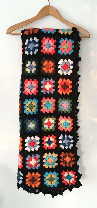 Vintage Crochet Handmade Afghan Granny Square Throw Blanket Rosanne 91x75