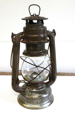Vintage German Bat 158 Hanging Kerosene Oil Lantern With Clear Glass Globe