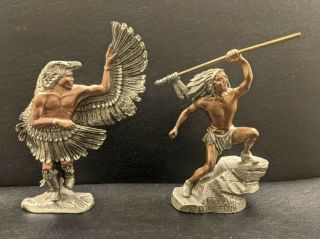 Set of four pewter Native American Indian figurines by Peter Sedlow 3