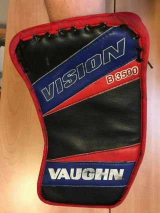 Vaughn B3500 Bioflex Senior Vintage Goalie Blocker,  Blue Red Black.  Shape