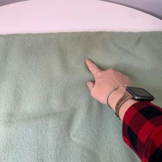 vintage wool blanket bedding nylon satin trim color green 3