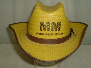 Vintage Minneapolis Moline Tractor Farmer/cowboy Straw Hat Adult Size Medium