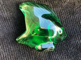 Vintage Lalique Engraved Emerald Green Crystal Fish -
