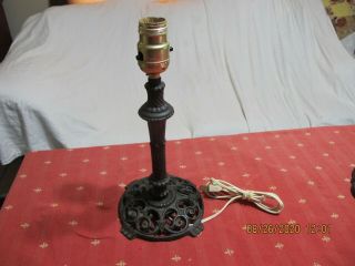 Vtg Cast Iron Table Lamp Victorian Design No Shade Signed 4 12 "