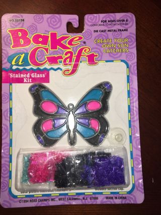 Vintage 1994 Bake A Craft Butterfly Stained Glass Kit Sun Catcher