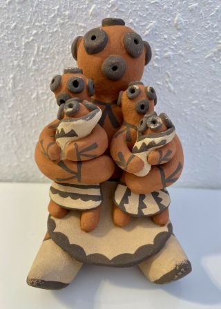 Native American Jemez ? Pueblo Storyteller Pottery Figurine w/ Case 2