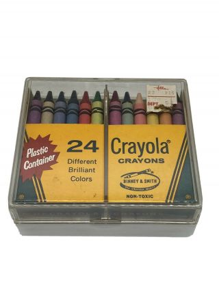 Vintage Crayola Crayons In Plastic Storage Box Nip