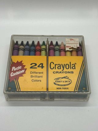 Vintage Crayola Crayons In Plastic Storage Box NIP 2