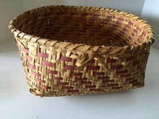 Native American Choctaw River Cane Basket Large 1983 Two - Tone