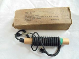 Vintage 1966 Roanwell Pilot Earphones Headset Cord Assembly 43490 Nos