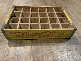 Vintage Coca - Cola Coke Case Wood Crate Carrier Soda Pop Advertising 24 Bottle