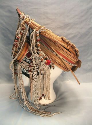 Thailand Vintage Hill Tribe Headdress Hat Indigenous Native Folk Art Handmade