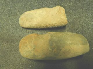 2 Native American Indian Stone Axe Head Grooved Large Artifact Tool