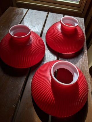 Set Of 3 - 10 " Bright Red Student Glass Lampshades