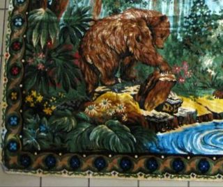 Vintage 4 ' X 6 ' Belgium Grizzly Brown Bear Tapestry Rustic Cabin Decor 2