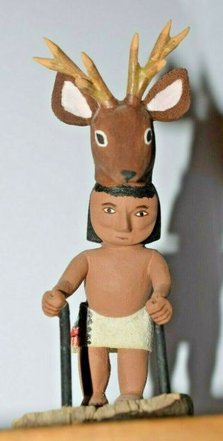 Hopi Carved Kachina Deer Dancer Doll N.  Root Native American Mini 4