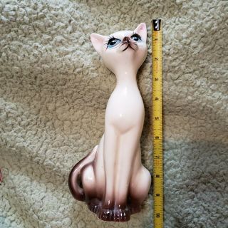 Vintage Tall Mid Century Ceramic Siamese Cat Figurine Japan