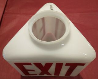 Vintage Kopp Milk Glass White / Red Lettering Triangle Shape Exit 3 - Sided Globe