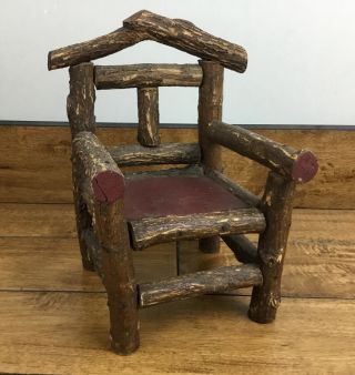 Vintage Rustic Hand Made Wooden Doll Chair 11 Inches Tall