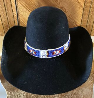 Awesome Colored Native American Lakota Sioux Lazy Stitched Beaded Hat Band