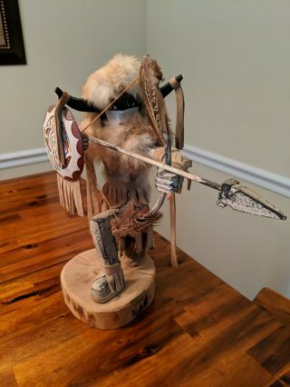 Hand Carved Buffalo Warrior Kachina Doll,  Signed
