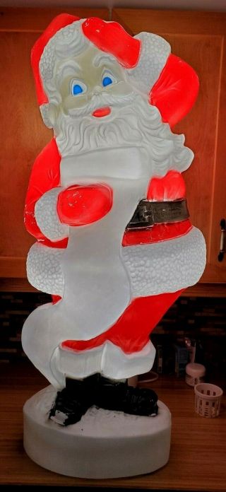 Vintage 44 " Christmas Santa Claus Blow Mold Lighted With List (33)