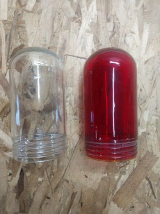 Vintage Explosion Proof Industrial Light Globe Glass Lens Clear And Red Globe