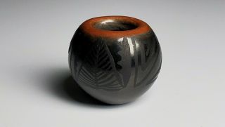 Miniature Gwen Tafoya,  Santa Clara Pueblo Blackware American Indian Pottery Jar