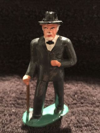 Vintage Barclay Manoil Lead Toy Old Man With Cane 619 Figure Train Passenger
