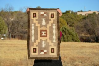 Small Navajo Indian Storm Pattern Rug - Handspun Vegetal Dye Wools 24 