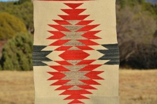 Old Navajo Rug - White Red Black Grey - 33.  5 