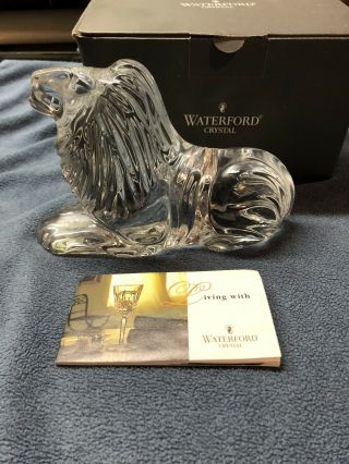 Vintage Waterford Crystal Lion Sculpture Paper Weight Figurine W/ Box Msrp $255