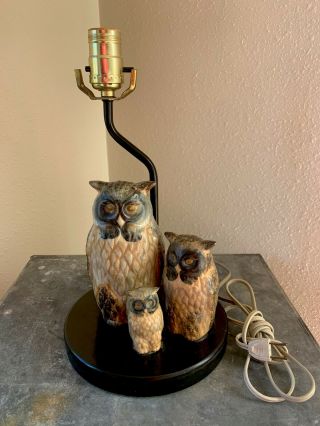 Vintage Owl Lamp Trio 3 Mid Century Ceramic Owls