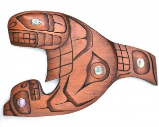 Transformation First Nations Wood Carving - Signed Robinson,  Village Island,  Bc