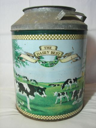 2 Vintage MILK CAN COW TINS The Dairy Best & Aunt Mabel ' s Farm 13 