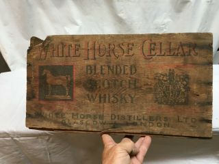 Vintage White Horse Cellar Scotch Whisky Wooden Crate.  Phila Pa