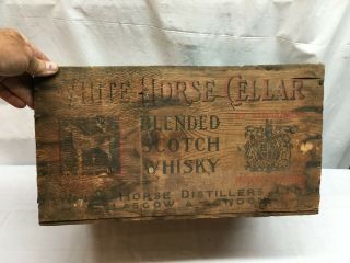 Vintage White Horse Cellar Scotch Whisky Wooden Crate.  Phila PA 2
