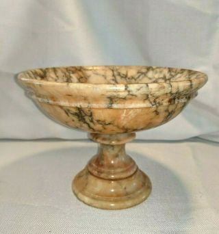 Vintage Italian Alabaster Hand Carved Pedestal Bowl